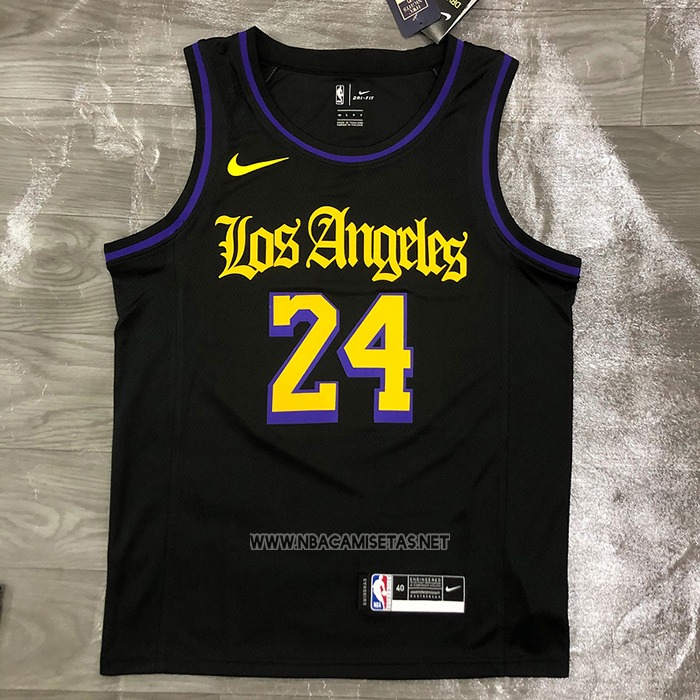 Camiseta Los Angeles Lakers Kobe Bryant NO 24 Ciudad 2019-20 Negro